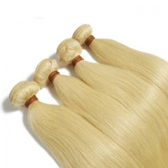 Remy light blonde color 613 straight human hair weaves