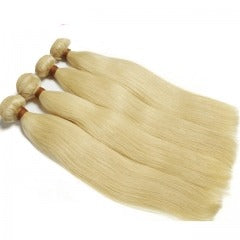 Remy light blonde color 613 straight human hair weaves