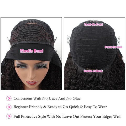 Headband Wig Natural Color Kinky Curly Wigs