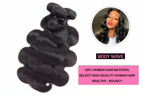 Body Wave Human Hair Bundles With Closure