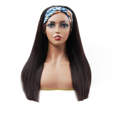 Straight Headband Human Hair Wigs 180% Density