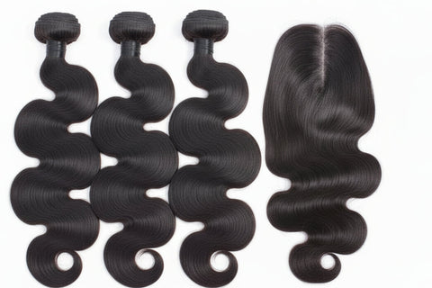 Body Wave Human Hair Bundles With Closure