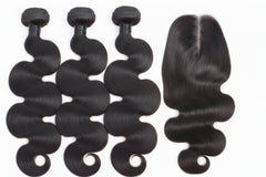 Body Wave Human Hair Bundles With Closure