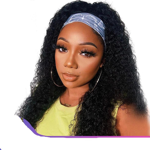 Headband Wig Natural Color Kinky Curly Wigs